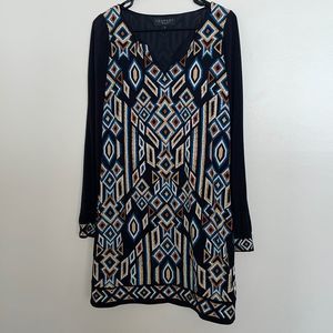 Laundry By Shelli Segal Black Embroidered Split-sleeve Print Formal Dress Size 4